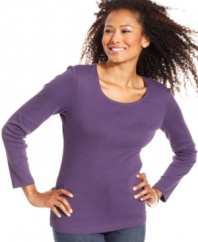 Karen Scott's long-sleeve petite tee is a must-have basic -- a perfect complement to jeans, skirts and more!