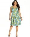 Brighten your wardrobe with this cheerful floral-printed plus size dress from Nine West!
