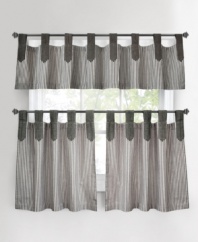 A stylish way to show your stripes. The tab-top design of the Ticking Stripe window valance accents the classic stripe pattern with casual, chic flair. Featuring pure cotton.