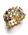 Complete your look with eye-catching candy colors. Charter Club bracelet slips effortlessly over the wrist and boasts glass stones in a variety of shapes and hues. Set in gold tone mixed metal. Approximate diameter: 2 inches.