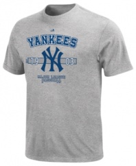 Give your favorite baseball team props. Slide into comfort and sporty style so you can cheer long and loud in this New York Yankees MLB t-shirt from Majestic.