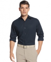 Let everyone know solid decisions are your forte with this dress shirt from Calvin Klein.
