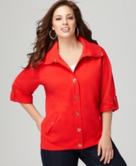 Top off your weekend looks with Style&co. Sport's snap front plus size jacket-- it's an Everyday Value!