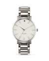 A classic watch design from kate spade new york is oh so striking in brushed stainless steel. A bold linked bracelet and milky face add an extra stroke of polish.
