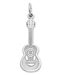 The perfect chord. Crafted in 14k white gold, this sweet guitar charm features a polished and textured design. Chain not included. Approximate length: 1-1/10 inches. Approximate width: 2/5 inch.