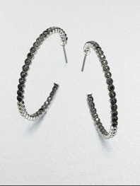 Beautiful bezel set stones in a classic hoop design, perfect for all your favorite earring charms. Black spinelRhodium-plated sterling silverLength, about 1.18Post backImported 