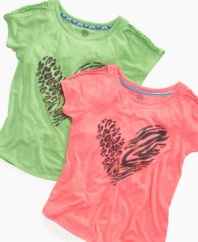 Wild style! She can add some fierce fun to her look with this braided animal print tee from from Jessica Simpson.