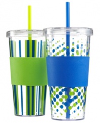 Keep cool and quenched wherever you are! Greet everyday with your favorite beverage on hand in an eco-friendly reusable mug with straw. The durable construction keeps in the chill is easy to carry and fit in most standard cup holders for H20 on the go!