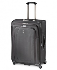 Here's a tip for the trip-pack smart with this easy-glide expandable spinner, which tackles twists and turns of busy terminals with incredible ease. A versatile removable suiter system and extra-wide hold-down straps guarantee a fashionable arrival free from wrinkles & creases-getting there just got easy! Lifetime warranty.