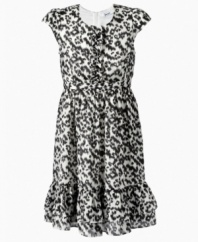 Pretty pattern. She'll love the unique animal print on this black-and-white Roseland dress from DKNY.