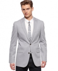 Set your 9-to-5 style apart from the pack in this sharp Calvin Klein slim fit blazer.