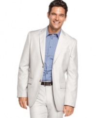 This classic blazer from Perry Ellis adds some sophisticated charm to your suiting style.