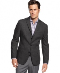 Trail blazer. This slim fit jacket from INC International Concepts is your guide to great buttoned-up style.
