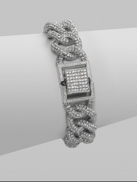 EXCLUSIVELY AT SAKS. Both bold and beautiful, this classic link chain is richly encrusted with micro pavé crystals. Crystal Rhodium plated Length, about 7½ Foldover clasp Imported
