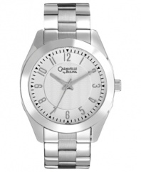 A built-tough stainlesss steel watch designed for everyday use, by Caravelle by Bulova.