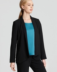 Sleek tailoring and an angled hem give this Eileen Fisher Petites blazer a super-feminine feel. Slip the style over cocktail dresses for a punch of modernity.