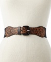 Cinch up your look with a fierce touch of fashion. Leopard print spices up the tabs of this stretch belt by Style&co.
