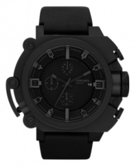 The dark side has never been more alluring. This edgy watch from Diesel is blacked out with subtle structured details.