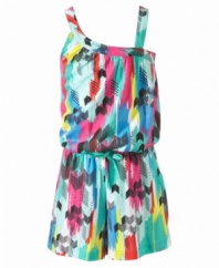 Sunny summer style. She'll love to sashay in style when she's wearing this colorful asymmetrical romper from Baby Phat.