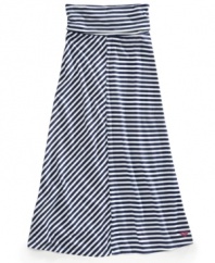 Summery elegance. She'll stay stylish all season in this striped maxi skirt from Roxy.