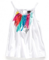 So over the rainbow. She'll love the vibrant saturated colors splashed on this sequined tank from Baby Phat.