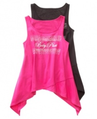Beach chic with a bite. She can throw on this beautifully breezy sharkbite tank from Baby Phat and look stylish while out on the sand.
