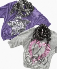 Her style will shine in these graphic tees from Beautees, with an accessory print scarf to style her sweetly.