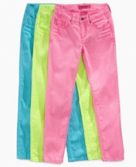 Skinny through the thigh and leg, these jeans from Freestyle, with neon washes, will brighten up her day.