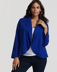Rendered in bold cobalt and lined with kelly green, this sleek Love Ady blazer adds a splash of color to your workweek uniform.