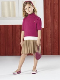 Rendered in ultra-fine wool in a drop-waist silhouette with pleated skirt and interlocking G accent.TurtleneckShort sleevesPullover styleDrop waistPleated skirtWoolDry cleanMade in Italy