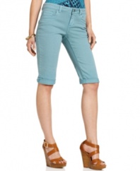 Elongate your legs with DKNY Jeans' petite Bermuda shorts. The skinny leg and on-trend wash are ultra flattering!