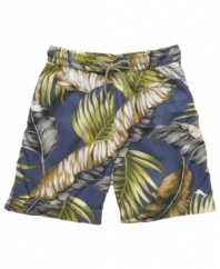 Add some vegetative style to your poolside veg-out with these swim trunks from Tommy Bahama.