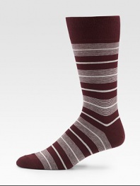 EXCLUSIVELY OURS. Spruce up your suiting attire with these sharply striped, cotton blend socks for an instant dapper look.Mid-calf height80% cotton/20% nylonMachine washMade in Italy