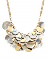 A stunning mix of metallics. Style&co.'s shimmery disc necklace features gold and silver tone mixed metal on a doubled chain. Approximate length: 17-1/2 inches + 2-inch extender. Approximate drop: 5 inches.