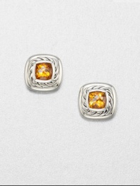 From the Cable Classic Collection. A stunning center stone of faceted citrine surrounded with sterling silver in an iconic cable design. CitrineSterling silverSize, about .19Post backImported 
