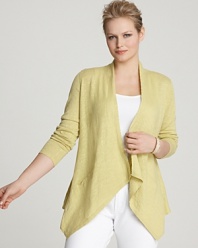 A dramatic cascading front lends this Eileen Fisher cardigan to elegant layering -- throw it on on chillier days to infuse your look with color.