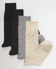 Give your toes some texture with the subtle yet sophisticated basketweave design of these smooth stretch socks from Perry Ellis.