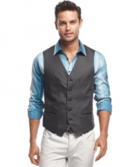 Get a casual style upgrade with this striped vest from INC International Concepts.