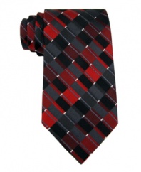 Contrasting colors give this tie from Kenneth Cole Reaction just the right angle no matter which way you look at it.