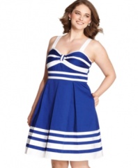 Anchor a super-cute look with Spense's sleeveless plus size dress, accented by a colorblocked pattern.