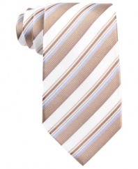 Brighten up a charcoal gray world with this sleek striped tie from Sean John.