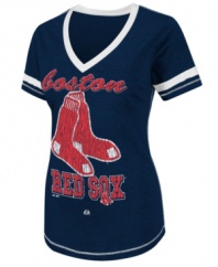 Knock their socks off with your spirit in this fun Boston Red Sox t-shirt from Majestic.