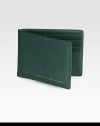 Traditional wallet in handsomely textured leather.One bill compartmentSix card slotsLeather4½W x 3HImported