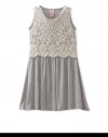 Design History Girls 7-16 Dress with Lace Top, Marble Heather, 7