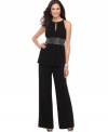 R&M Richards' presents a new look for summer parties and occasions: An alluring keyhole cutout at the chest and wide beaded waistband elevates this top and pants ensemble for evening.