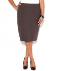 INC's plus size pencil skirt is a classic staple for your wear-to-work wardrobe-- pair it with the latest shirts and blouses.