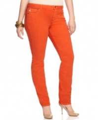 Score one of the season's smouldering hot looks with MICHAEL Michael Kors' plus size skinny jeans, finished by a orange wash.