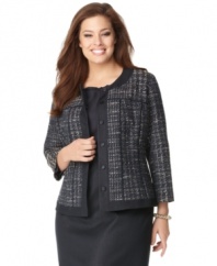 Snag a classic look with Tahari Woman's textured plus size jacket-- dress it up for work or down for the weekends.