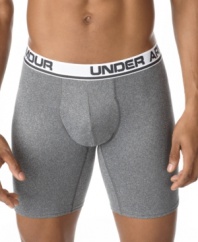 Keep fit and comfortable all day long with these extended length boxer briefs from Under Armour®.