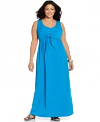 Tie up a super-cute look this season with NY Collection's sleeveless plus size maxi dress!